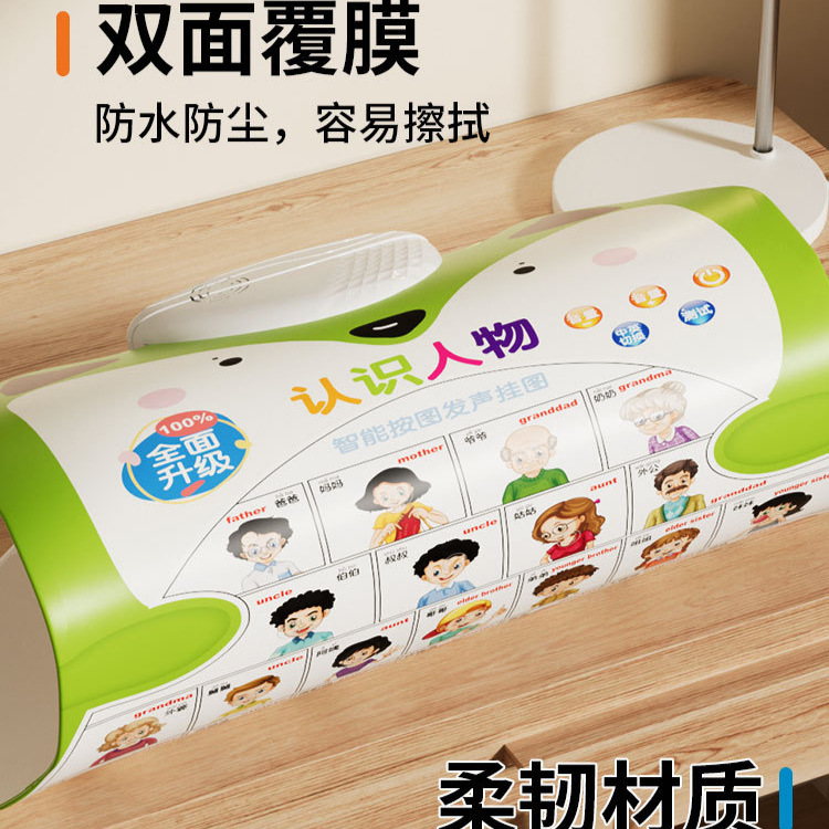 Bebé audio early learning flip chart lectura de punto vocal bebé y niños alfabetización cognitiva aprendizaje puzzle iluminación juguetes pegamento de pared Specification image