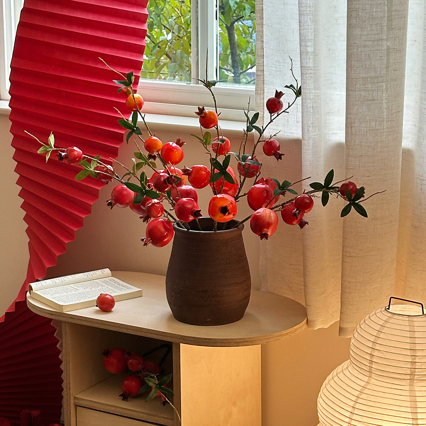 中式仿真石榴果实仿真花假花摆设年宵花喜庆过年客厅餐桌家居摆件