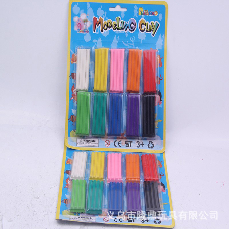 The original manufacturer of plasticine, 10-color rectangular color cards, rubber clay for kindergartens, DIY children's toys, clay for early education details Picture