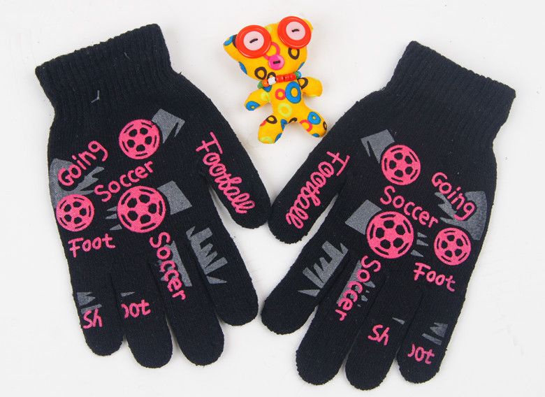 Self-produced and self-sold full-finger gloves, winter knitted magic dot print gloves, men's warm and anti-slip finger cots details Picture