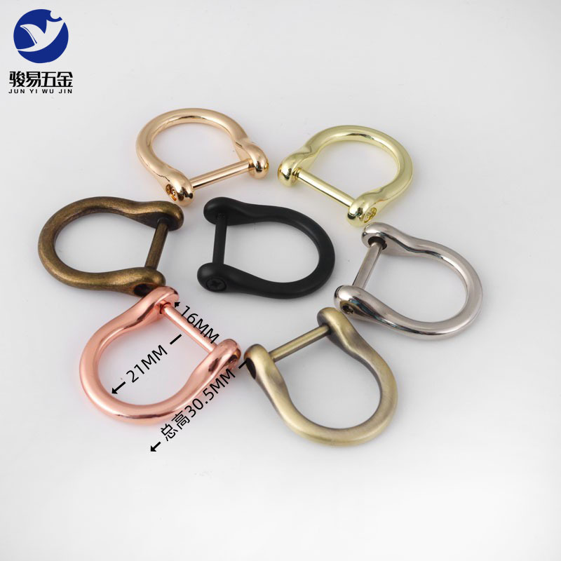 Horseshoe buckle metal screw D buckle detachable d ring buckle horseshoe buckle women's bag repair accessory button in stock wholesale details Picture