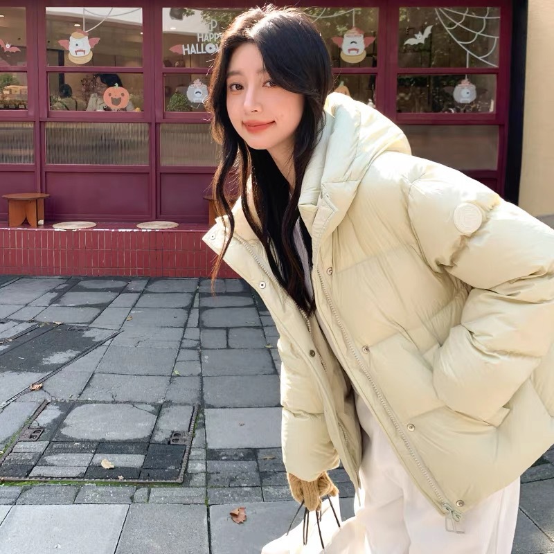 奶米色女装短款羽绒服女冬季新款2025小个子韩版宽松90白鸭绒外套产品图
