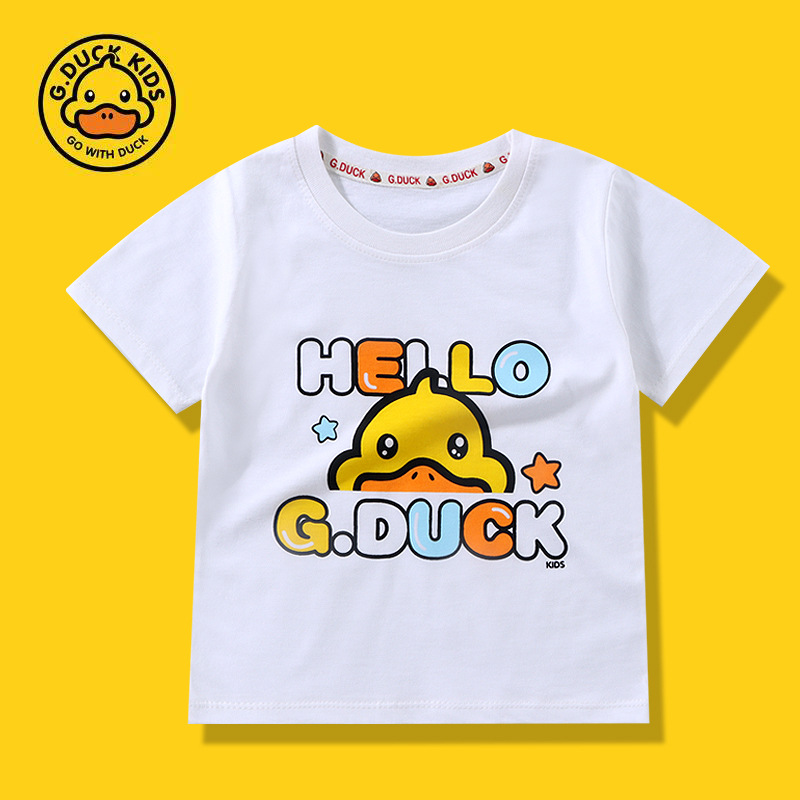 Harrow Little Yellow Duck Summer Children's pure Cotton T-shirts for boys and Girls, short-sleeved, thin casual tops, children's wear, baby summer wear Specification image