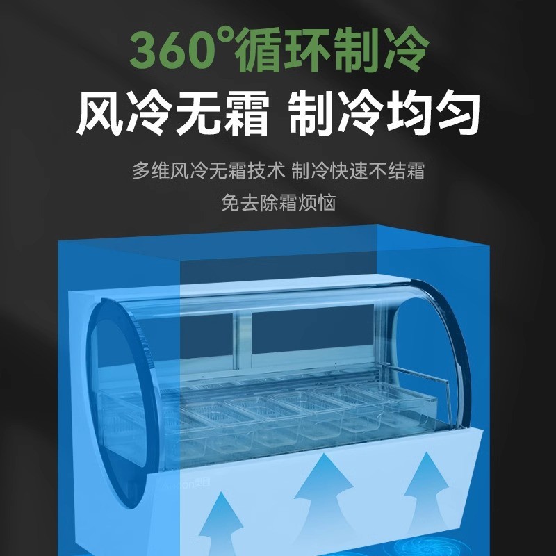Wholesale commercial vertical ice cream display cabinets, large-capacity curved glass ice cabinets, convenience store ice cream freezing display cabinets Specification image
