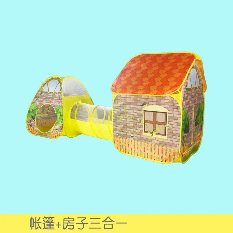 跨境亚马逊儿童帐篷游戏屋小房子海洋球池过家家花园别墅隧道帐篷细节图