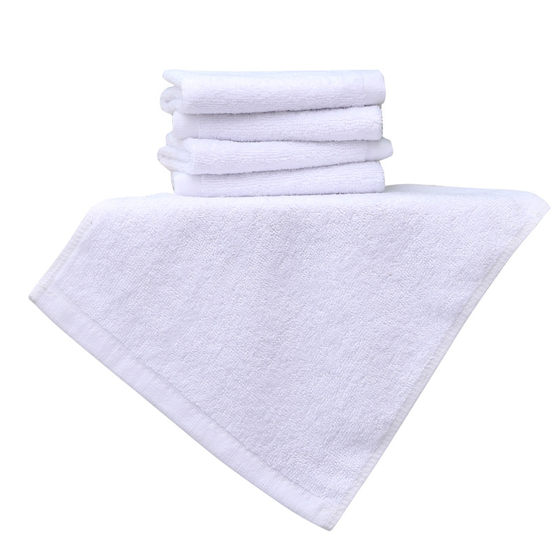 酒店美容院宾馆白色方巾 棉质加厚柔软小毛巾40克50克白方巾                              白底实物图
