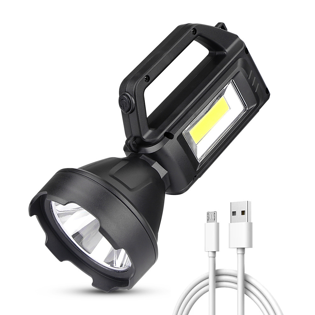 New rechargeable solar portable light LED portable searchlight outdoor camping emergency strong light flashlight details Picture