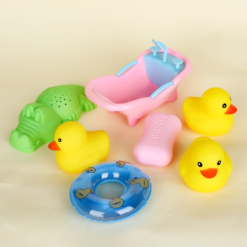 Lindo pequeño pato amarillo juguetes de agua para niños juegos de juguetes de baño juguetes de baño de bebé pinch pinch llamado al por mayor Specification image