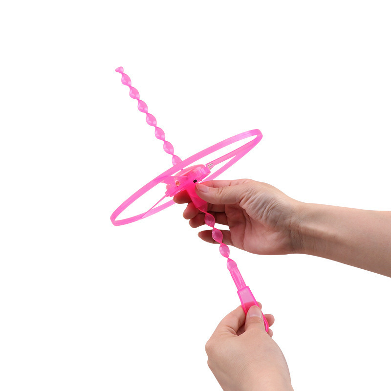 Large-sized glowing bamboo dragonfly toys, flying fairy hand-pushed string flying saucers, frisbees, slingshot arrows, children's toys Item Picture