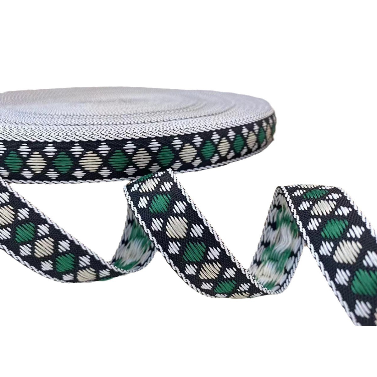 1-1.7 cm small diamond-shaped ethnic style jacquard embroidery ribbon hair accessories, headwear, performance costume accessories gift box Item Picture