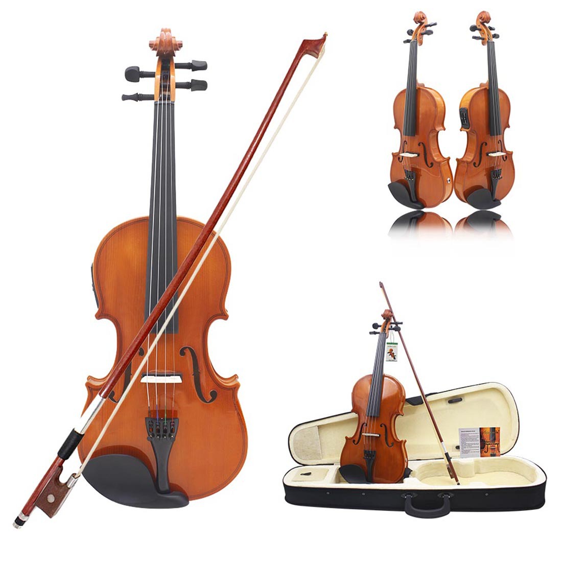 violin for export, electric sound, EQ violin, solid wood violin, children, adults, beginners, 4/4 violin Item Picture