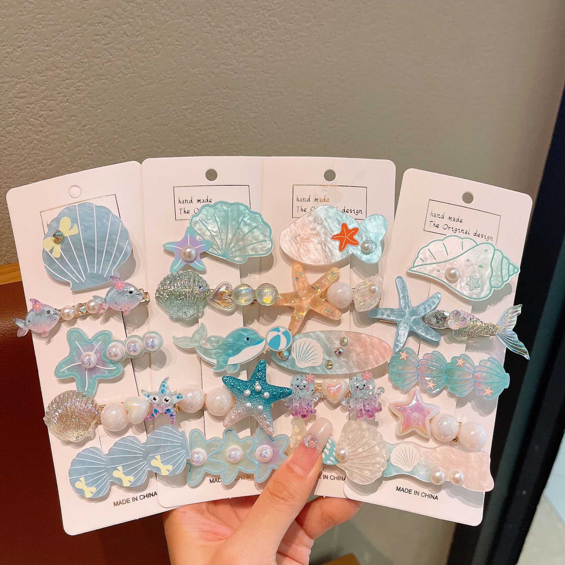 2025 New style Starfish Shell duckbill clip, children's hair clip, girls' side bangs clip, headwear, forehead broken hair clip Specification image