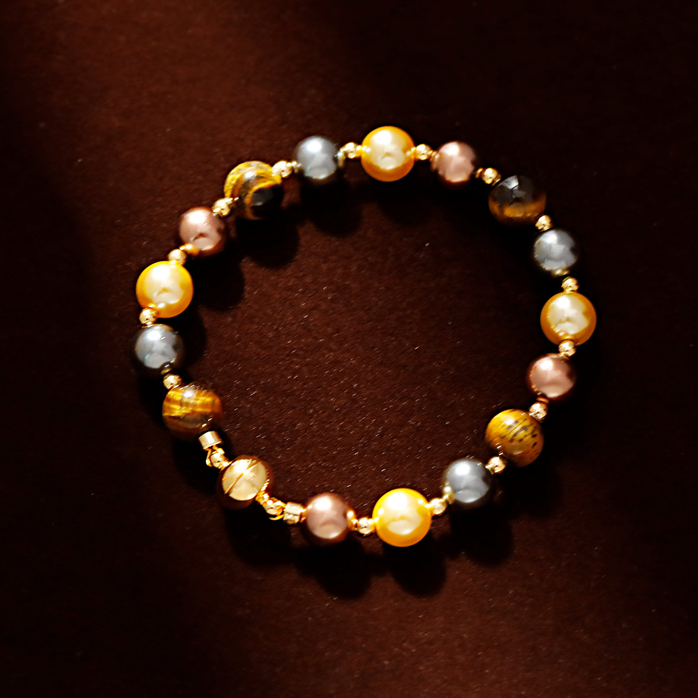 Hyacinth vintage melard piedra ojo de tigre perlas pulsera luz lujo alto sentido cadena de mano moda personalidad magnética succión de mano adorno