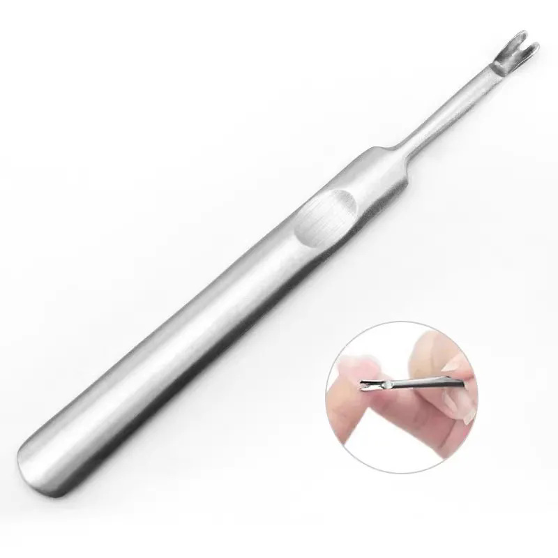 Stainless steel dead skin fork U-shaped nail art exfoliation knife, push fork hand exfoliation, barb trimming, nail care tool Specification image