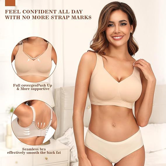 Amazon bestseller Xcutting cross-border European and American export women's large-sized, thin-cup, frameless bra comfort underwear details Picture