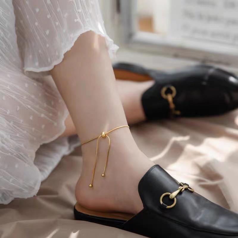 Trendy double-sided titanium steel double-layer heart-shaped foot chain for women, 18K gold plating, new versatile and non-fading fashionable light luxury foot chain Specification drawing