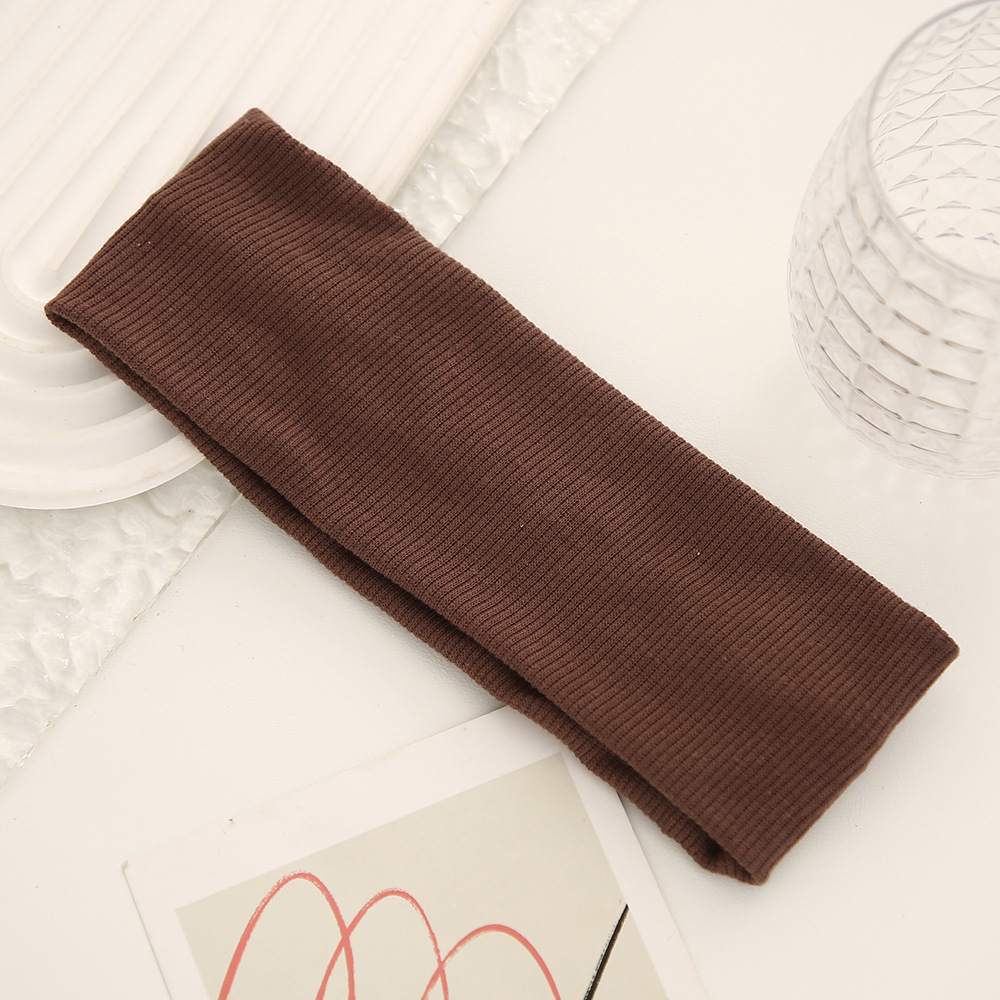 Cross-border solid-color hair band, women's outdoor sweat-absorbing sports headscarf, knitted high-elasticity wide-edge hair band, face wash hair band Specification image