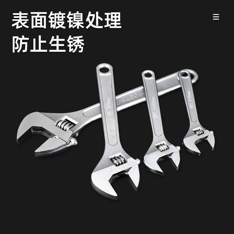 Factory wholesale nickel-plated adjustable wrench sets, manual adjustable wrenches, multi-functional adjustable wrenches, auto repair workers Application Scenario