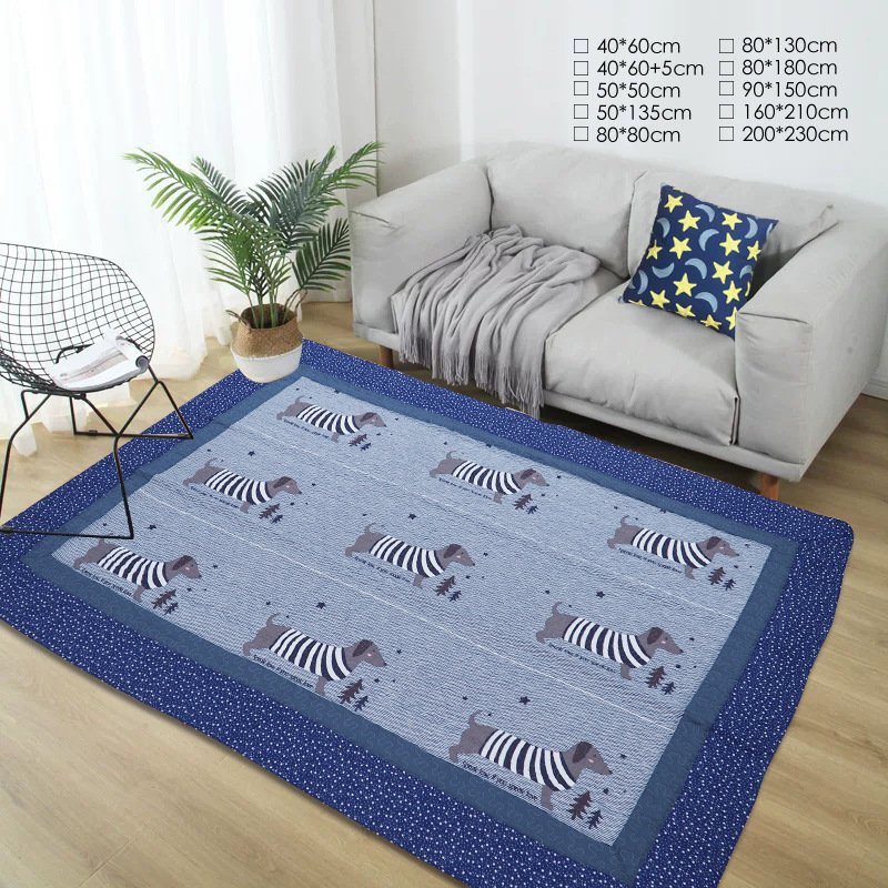 The 160*210 all-cotton quilted bed cover, cotton-padded floor mat, pet crawling mat and machine-washable carpet are pieced together Specification image