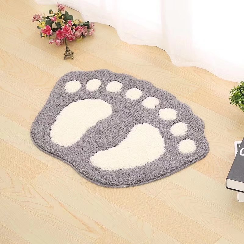 Factory direct sales of new anti-slip floor MATS with foot shapes, super-fine multi-color TPR bottom bathroom footprint door MATS wholesale Specification image