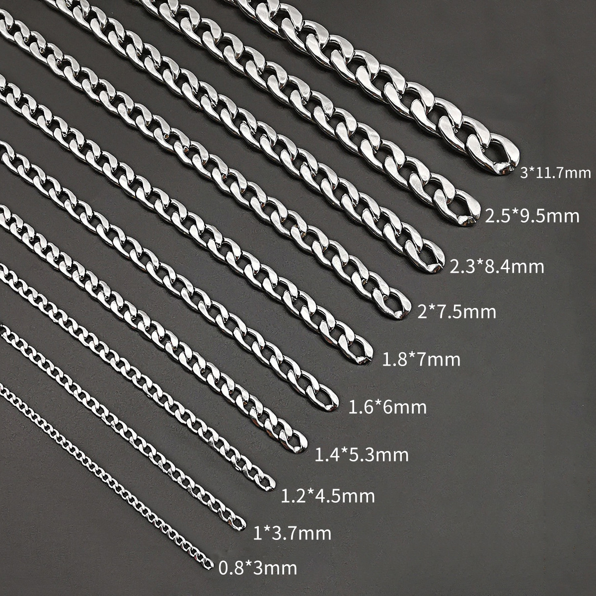 Cross border acero inoxidable 3:1 cadena NK cadena cubana collares adornos accesorios collares DIY pulseras cadena de metal venta al por mayor details Picture