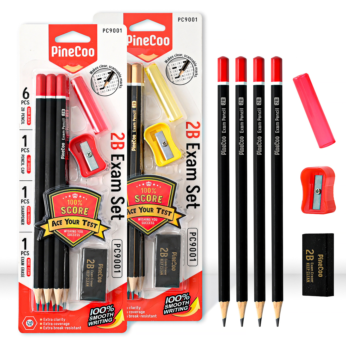 Cross-border foreign trade English Version 2B pencil set, children's writing, primary school students' eraser pencil sharpener, special stationery for exams