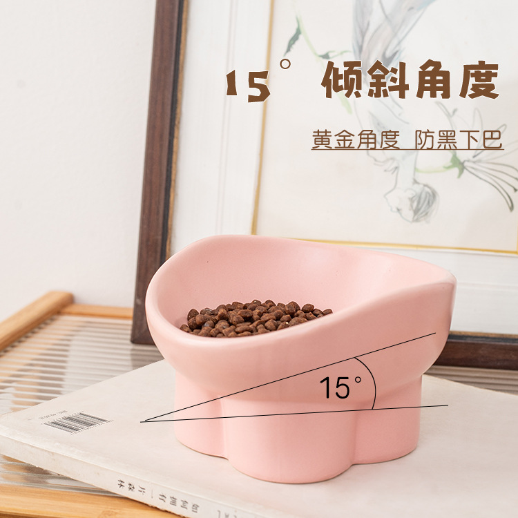 Cat bowl, ceramic food bowl, water bowl, cervical vertebrae protection, high legs, slanted mouth, cat drinking bowl, pet bowl, dog rice bowl, food basin Application Scenario