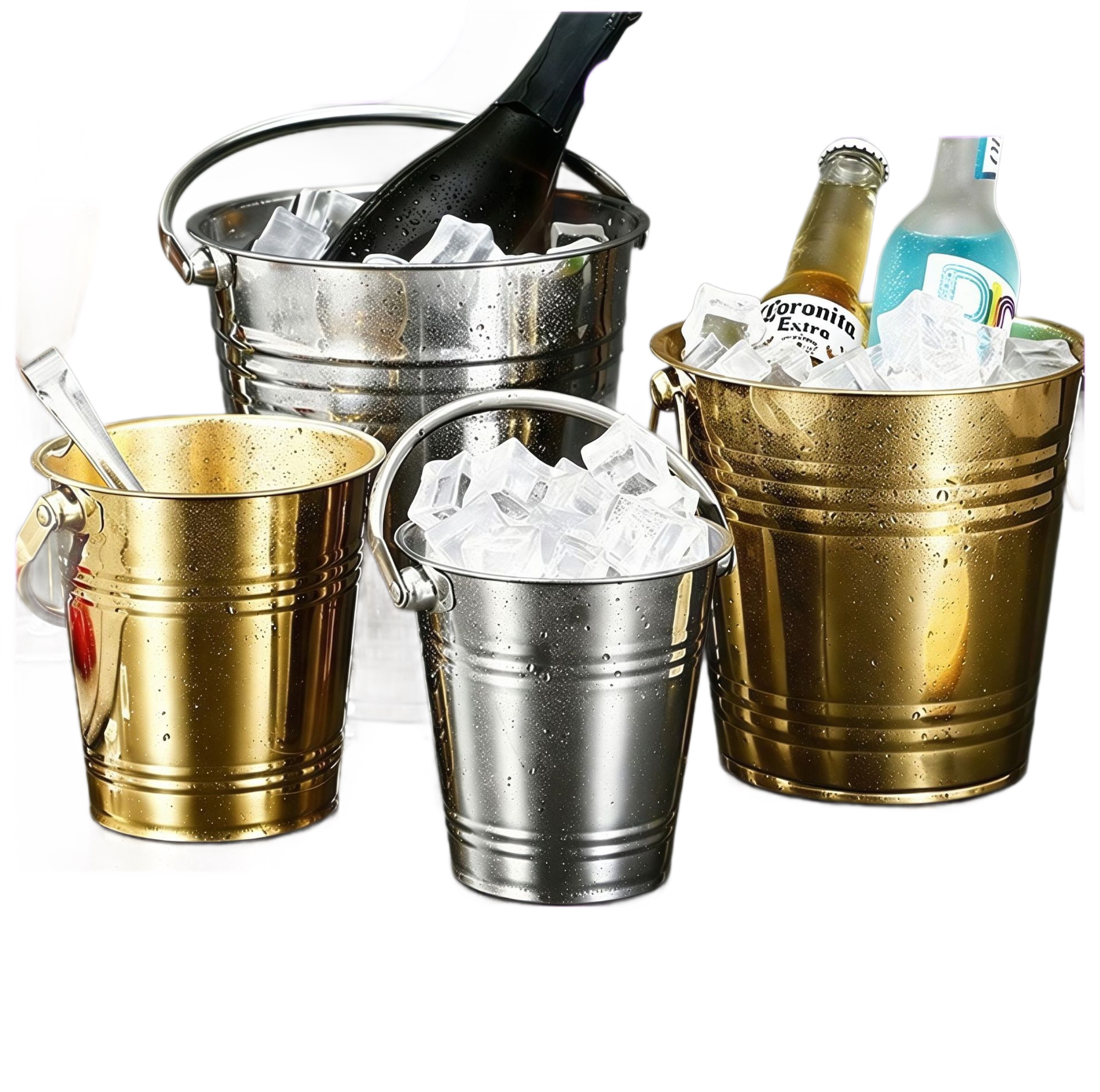 Cubo de hielo de acero inoxidable cubo de champán cubo de cerveza para bar KTV cubo de hielo doméstico cubo de hielo pequeño portátil utensilios de vino Item Picture