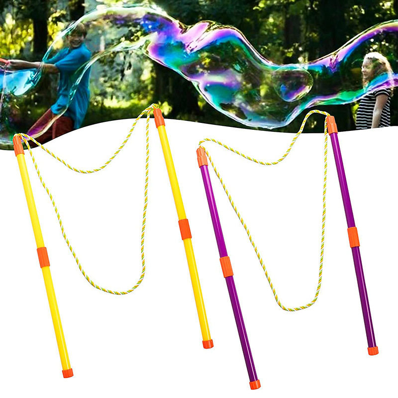 Cross-border best-selling bubble rope, double-rod pull rope bubble stick, detachable large bubble stick, bubble ring performance props details Picture