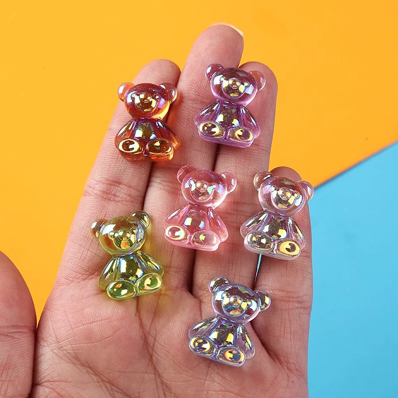 Aurora Bear AB Color Resin Accessories Cartoon Aurora Bear 3D Nail Nail Patch material Nail decoration Bear accessories details Picture