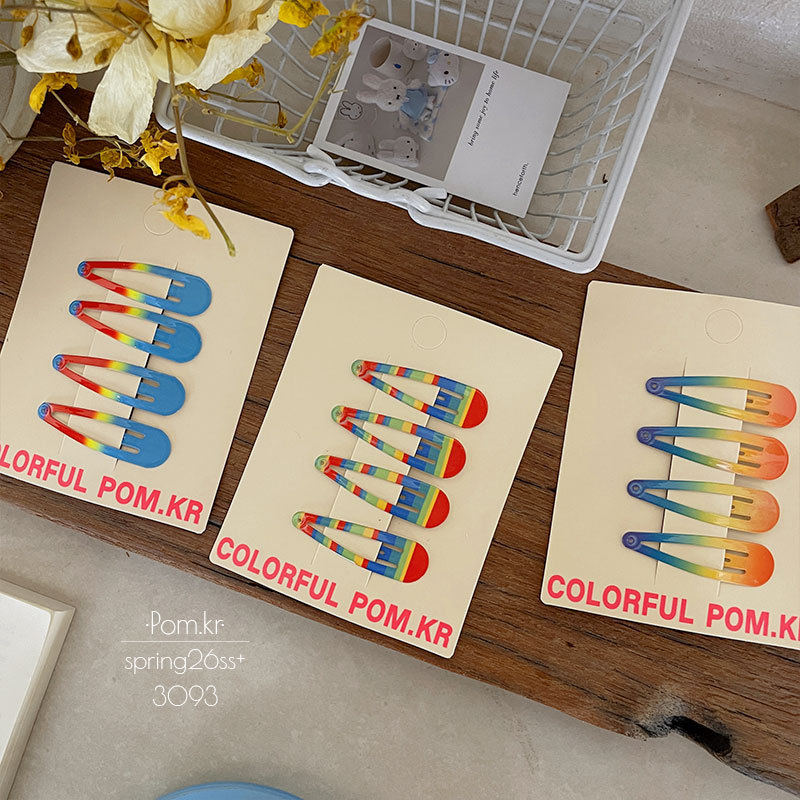 Spring new ins rainbow gradient hair clips for children, candy-colored broken bangs clips, baby bye-bye clips for girls