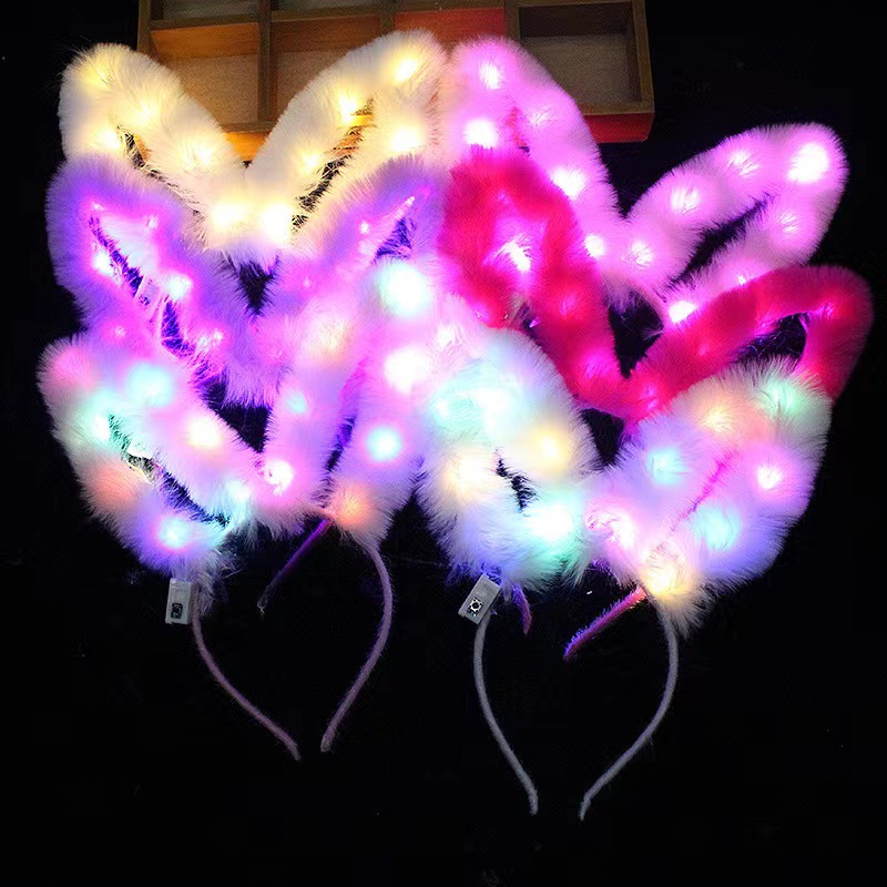 Luminous hairbands, shiny feathers, rabbit ears, hair clips, plush headbands, street stalls, night markets, headwear, toys, ground promotion gifts