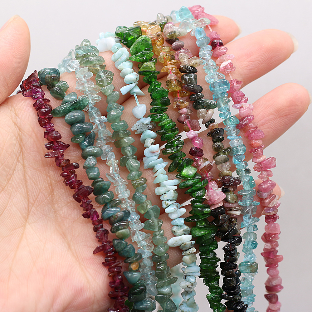 Natural stone crushed stone, raw stone beads with holes, semi-finished products, 40 cm DIY jewelry, handcrafted accessories, wholesale Item Picture