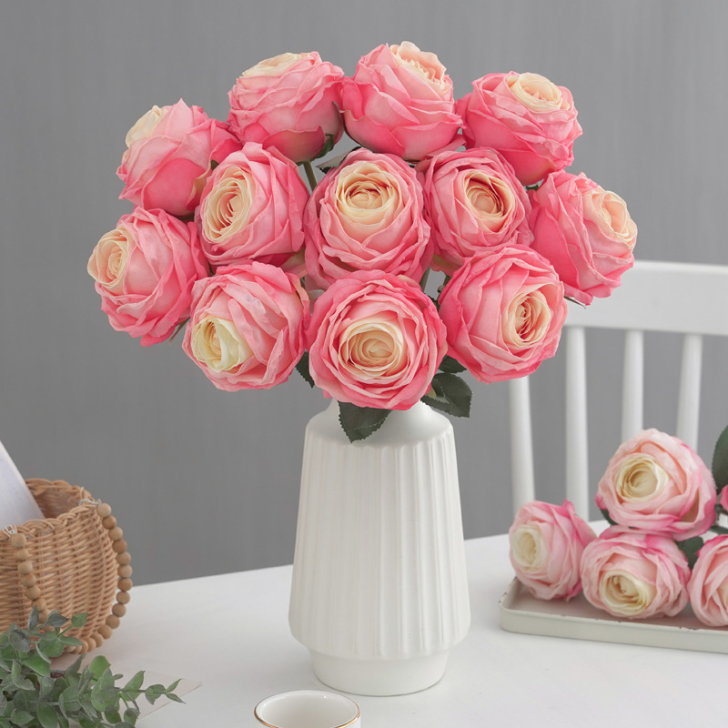 仿真花DIY发饰配件/假花/5朵塑膠花/仿真花/假花批发白底实物图