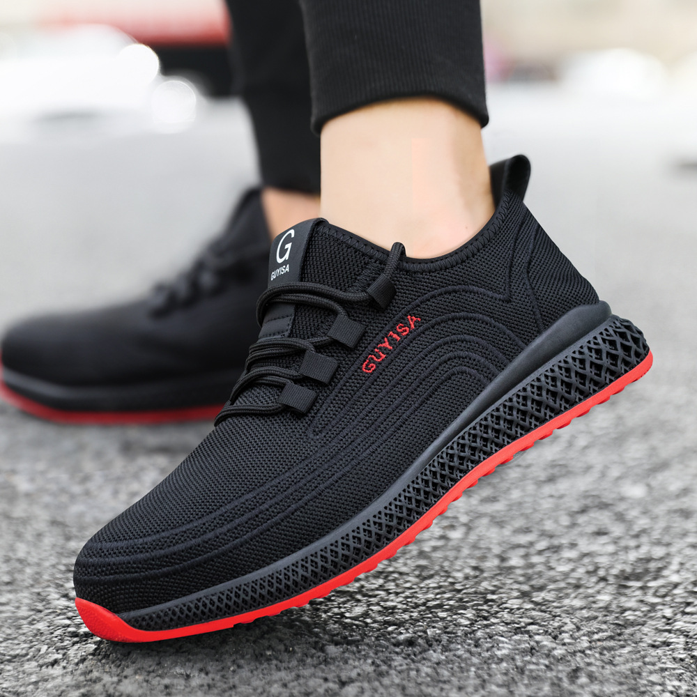 GUYISA zapato de seguridad antiestático negro de malla superior con suela roja y punta de acero estándar europeo forrado en kevlar Application Scenario