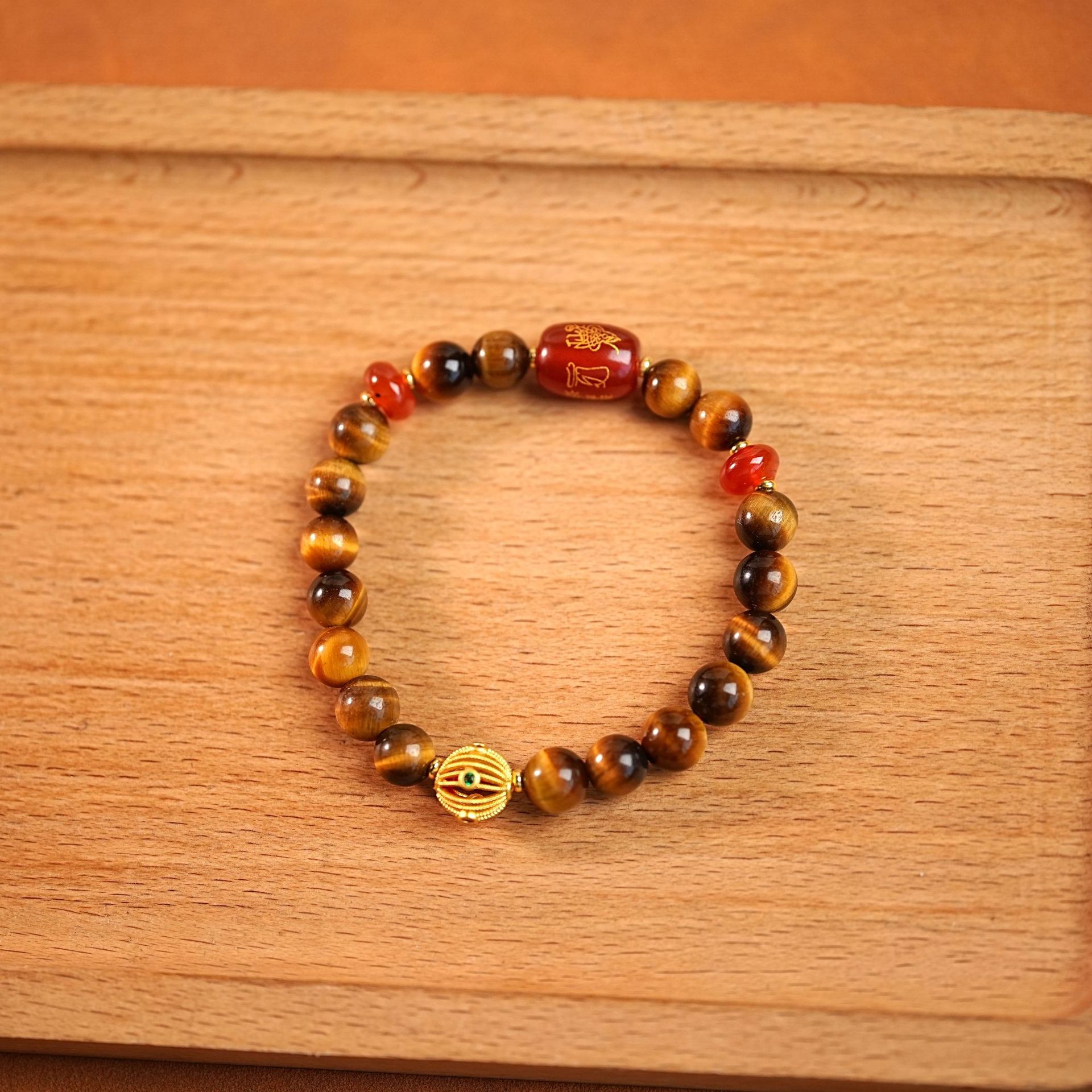 New Chinese-style natural agate bracelet, a retro, light luxury and simple women's bracelet, beaded jewelry accessory details Picture
