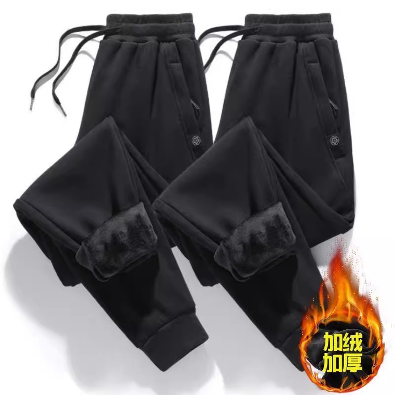 Men's casual long pants for autumn and winter, featuring a new style of plum blossom zipper sporty and warm sweatpants full figure