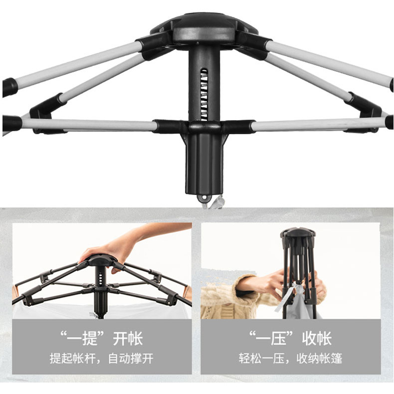 抖音爆款现货批发帐篷户外全自动便携式防晒通风一室一厅两门两窗细节图