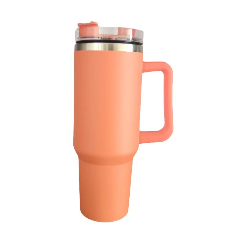 Factory direct supply 40oz stainless steel insulated cup, fashionable and simple handle, ice cup, portable car straw, car cup Specification image