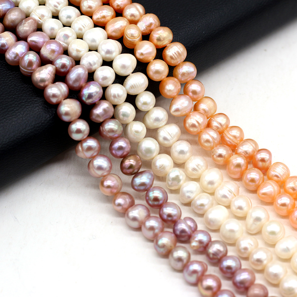 Natural pearl nearly round-shaped beads ADIY jewelry accessories, handcrafted jewelry necklaces, production and wholesale Item Picture