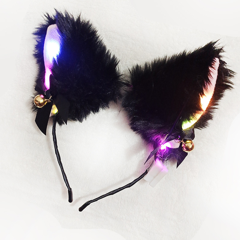 Korean version plush bell fox cat ear headband luminous headwear, the same style maid headband as the live-streaming Internet celebrity, in stock and in batch Specification image