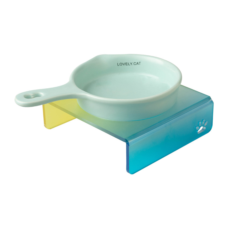 Wow Customized Korean BD flat pan, cat and dog pet bowl, ceramic slow food bowl, anti-tipping and non-black chin cat food basin Item Picture