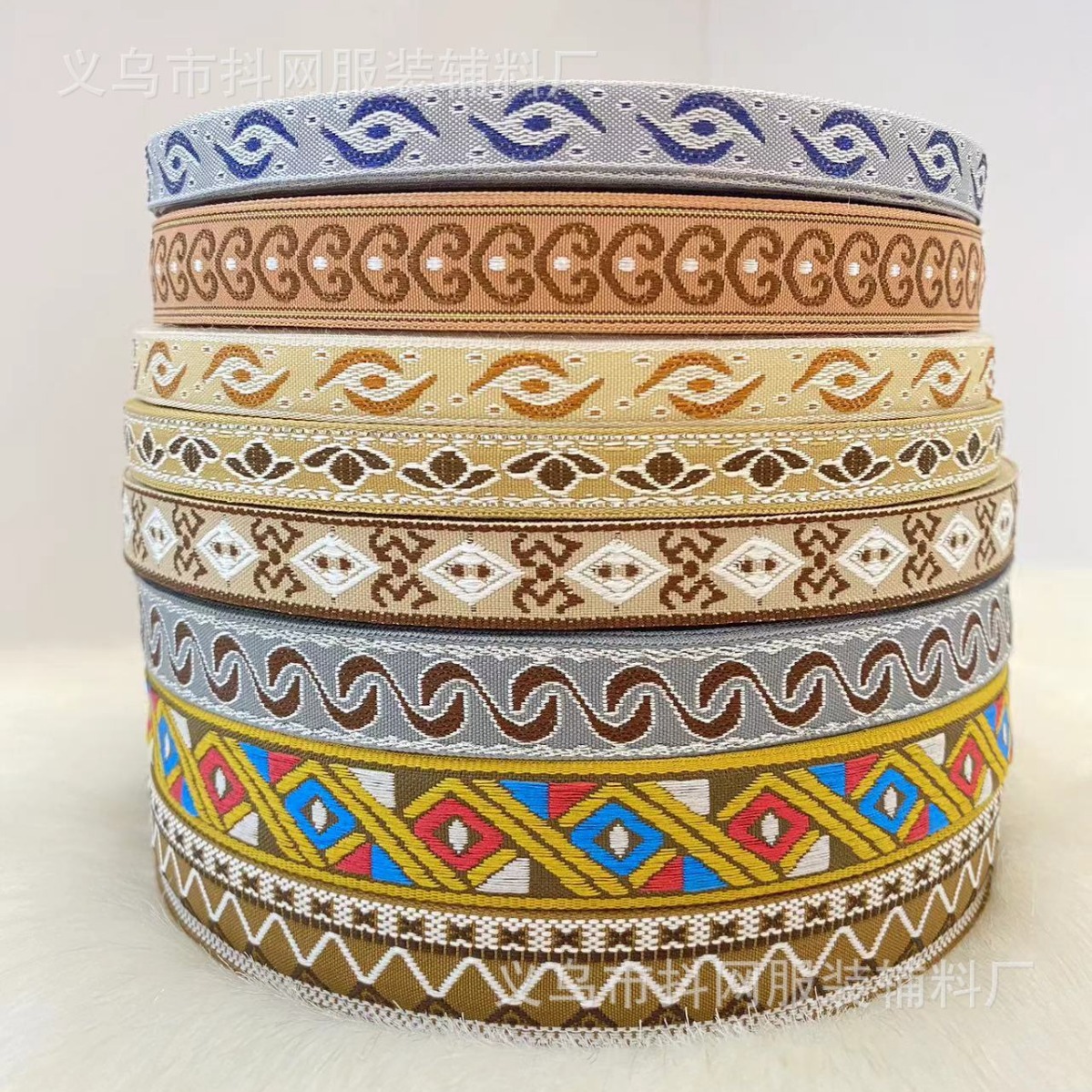 Wholesale of 1.5- 2.1cm multi-style ethnic jacquard embroidery ribbons, hair accessories, headwear, performance costumes and accessories details Picture