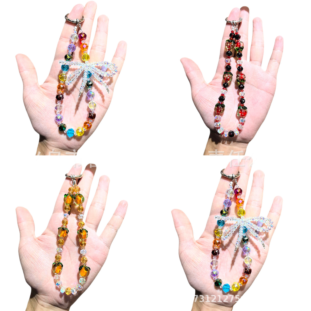 Shi Ruyi mobile phone pendant: A light luxury and high-end crystal mobile phone chain, creative and versatile car persimmon keychain pendant Item Picture