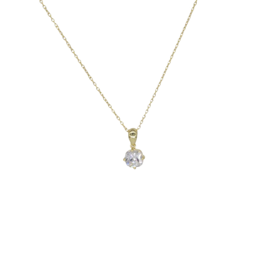 新款铜镀真金镶锆石项链女简约四爪锆石轻奢风个性百搭锁骨链跨境白底实物图