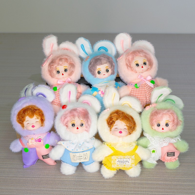 Cartoon rubber face, little peachy plush pendant doll, cute car keychain pendant, doll backpack doll details Picture