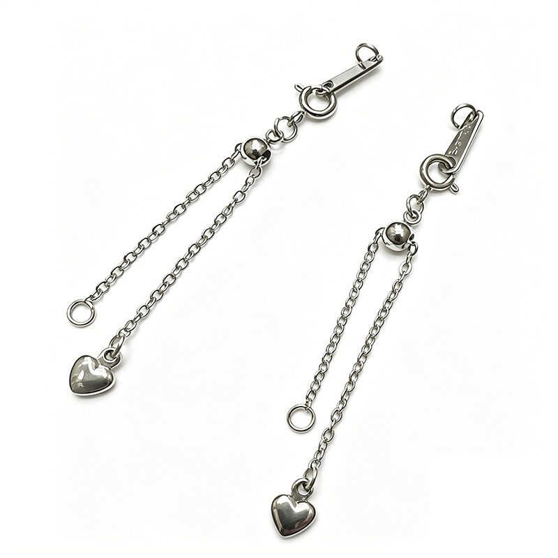 Stainless steel adjustable pull-out heart extension chain, DIY pearl bracelet necklace, connecting tail chain accessory Specification image
