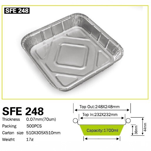 Square tin foil box for barbecue, rice baking, oven, disposable takeout box for baking, air fryer, household aluminum foil lunch box details Picture