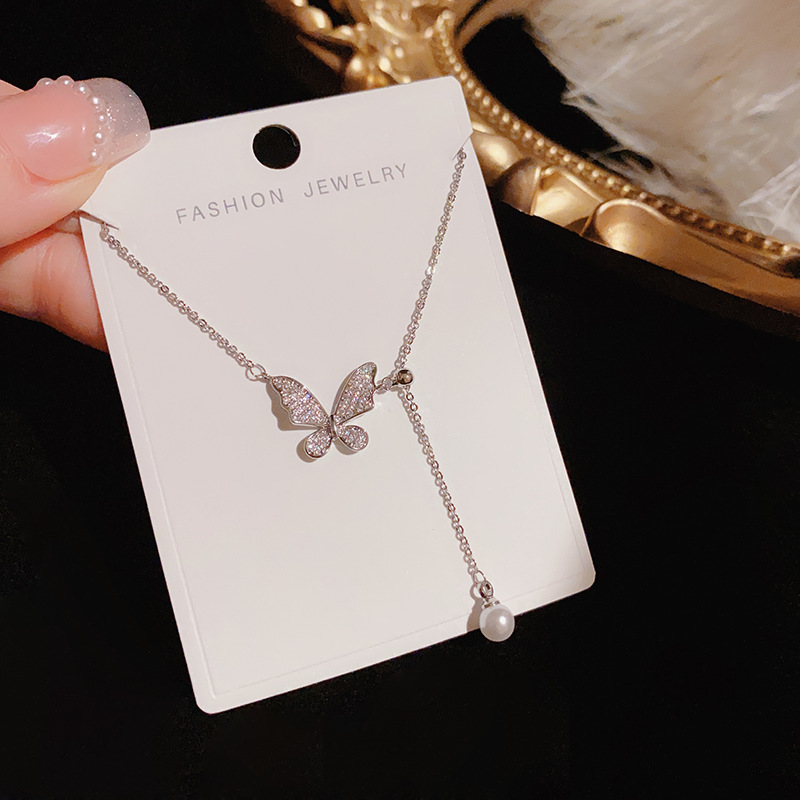 夏季新款小众设计感时尚精致抽拉式蝴蝶项链女气质高级感百搭颈链产品图