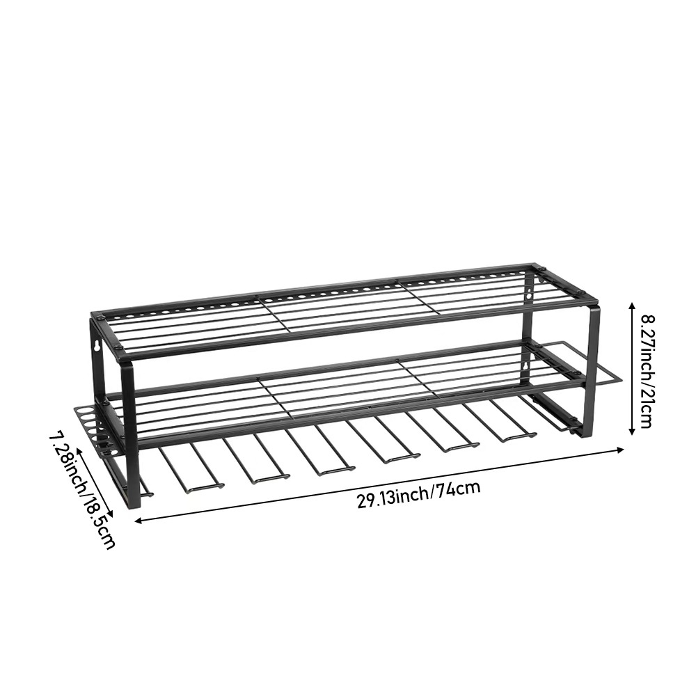 The Amazon 2-layer four-slot wall-mounted metal electric drill tool rack is suitable for storage in workshops and garages Specification image